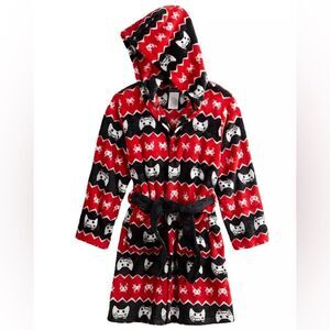 Cuddl Duds Gamer Cozy Fleece Robe Boys Black Red White